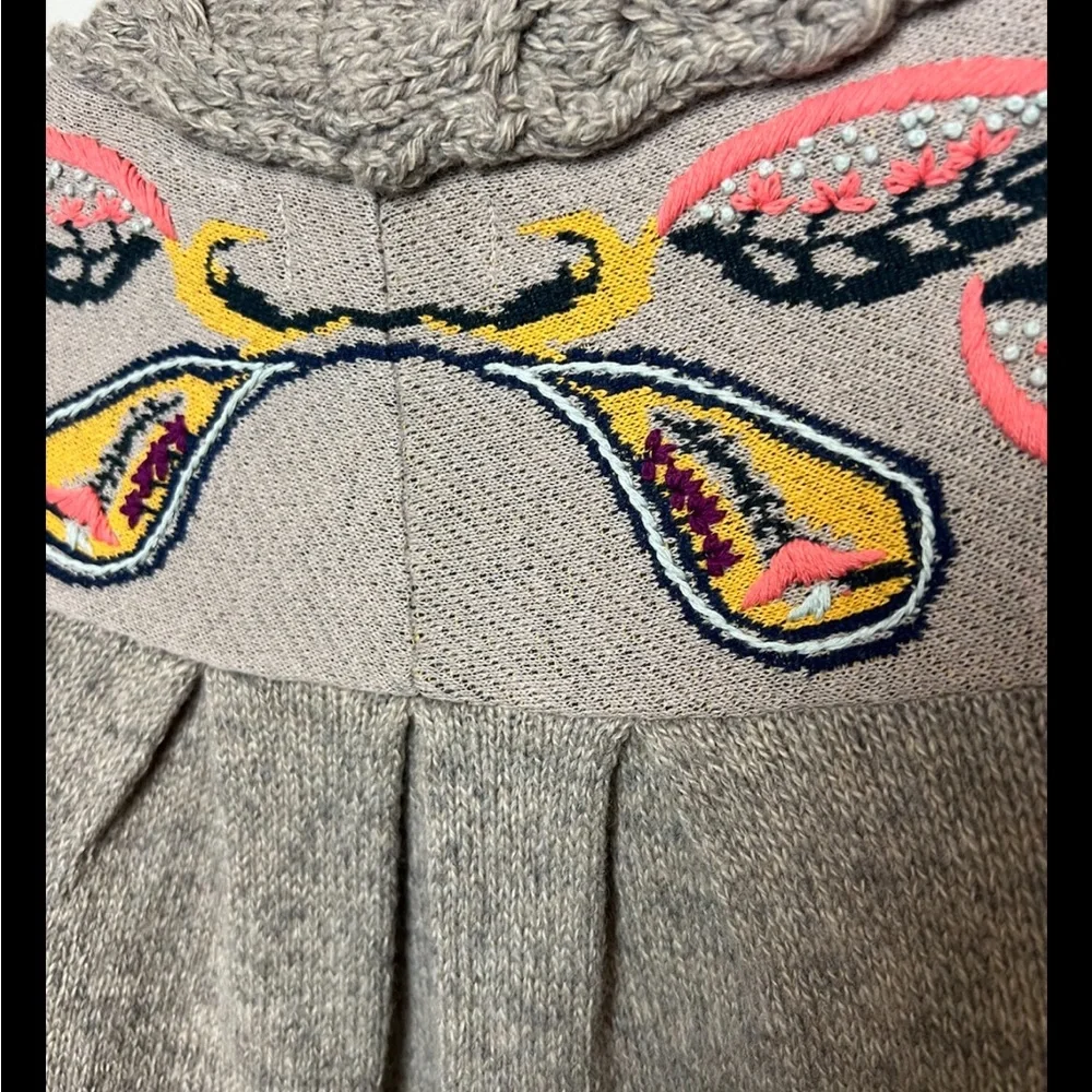 Anthropologie SLEEPING ON SNOW Folklore Cardigan Sweater Embroidered Fringe Boho